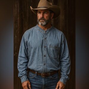 Sedgefield Men XXL Cowboy Casual Denim Button Up Longsleeve Shirt Cotton Work